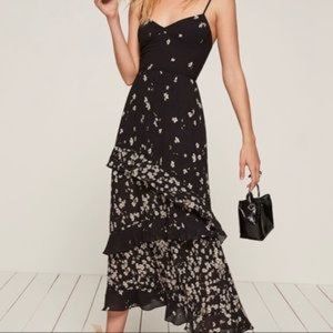 Reformation Black and White Floral Dress